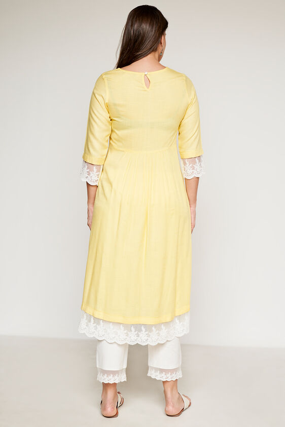 Yellow Solid Flared Kurta, Yellow, image 5
